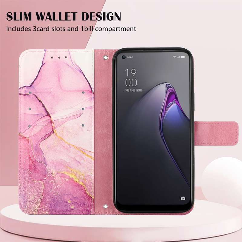 For OPPO Reno8 PT003 Marble Pattern Flip Leather Phone Case(LS006)