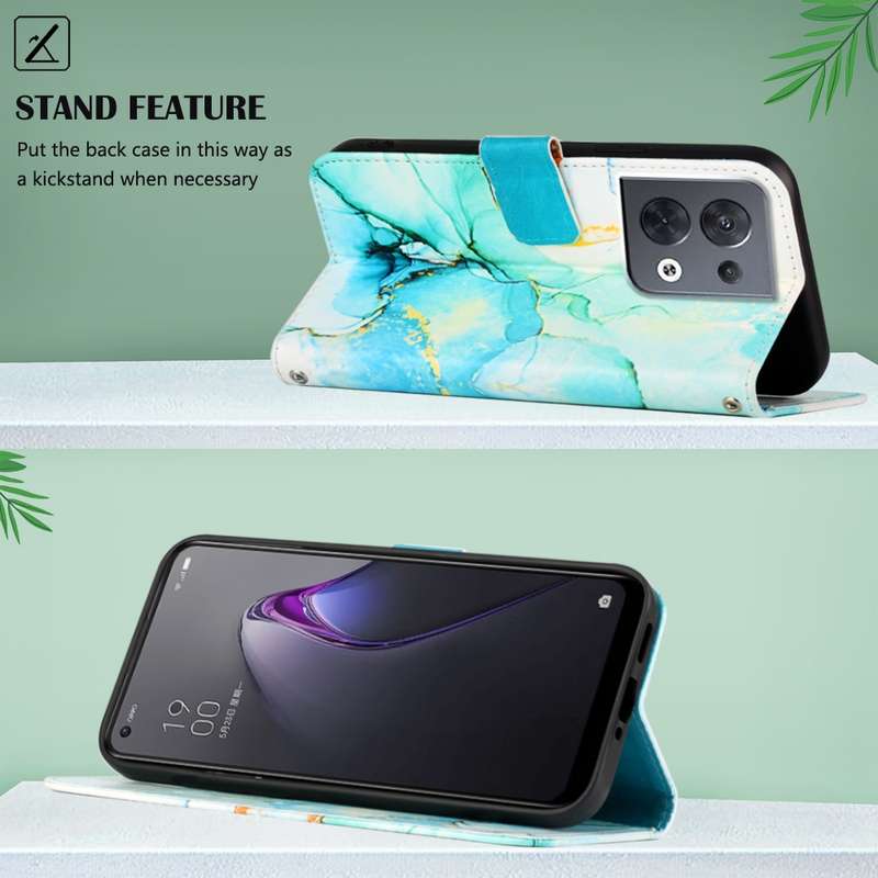 For OPPO Reno8 PT003 Marble Pattern Flip Leather Phone Case(LS006)