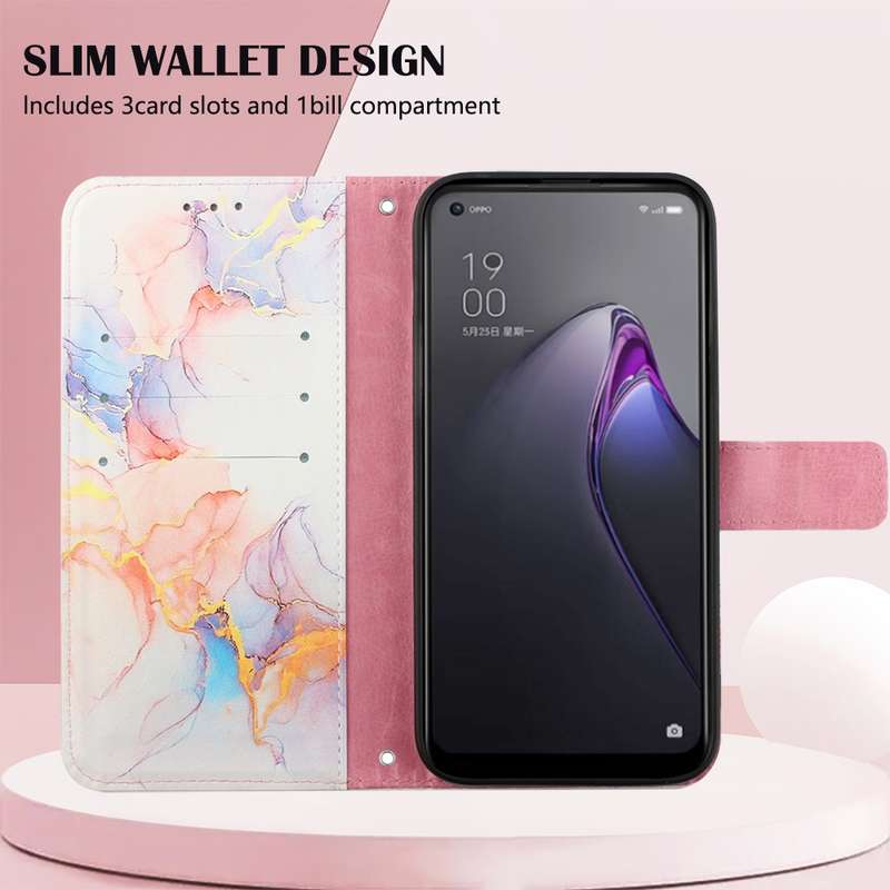 For OPPO Reno8 PT003 Marble Pattern Flip Leather Phone Case(LS006)