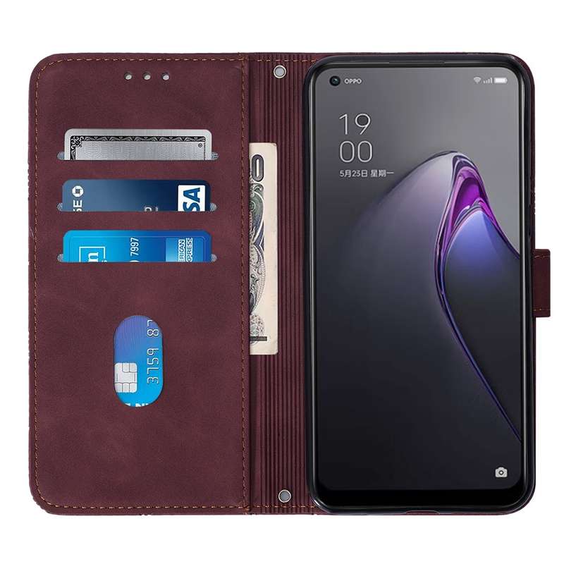 For OPPO Reno8 Crossbody 3D Embossed Flip Leather Phone Case(Brown)