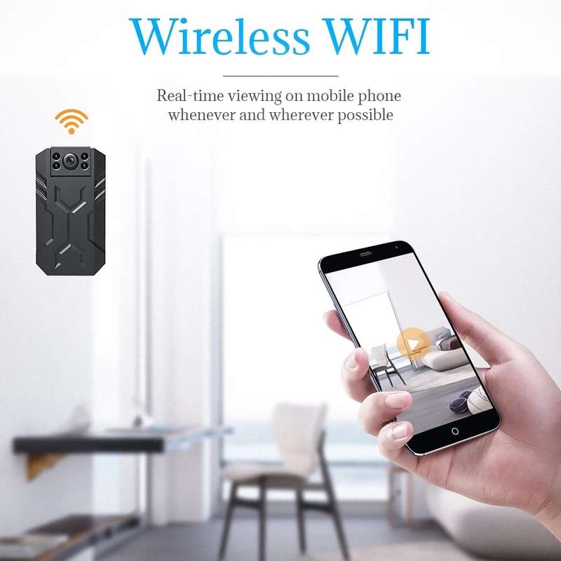 WD16 Mini HD WiFi Camera 180 Degrees Recorder with Back Clip(Black)