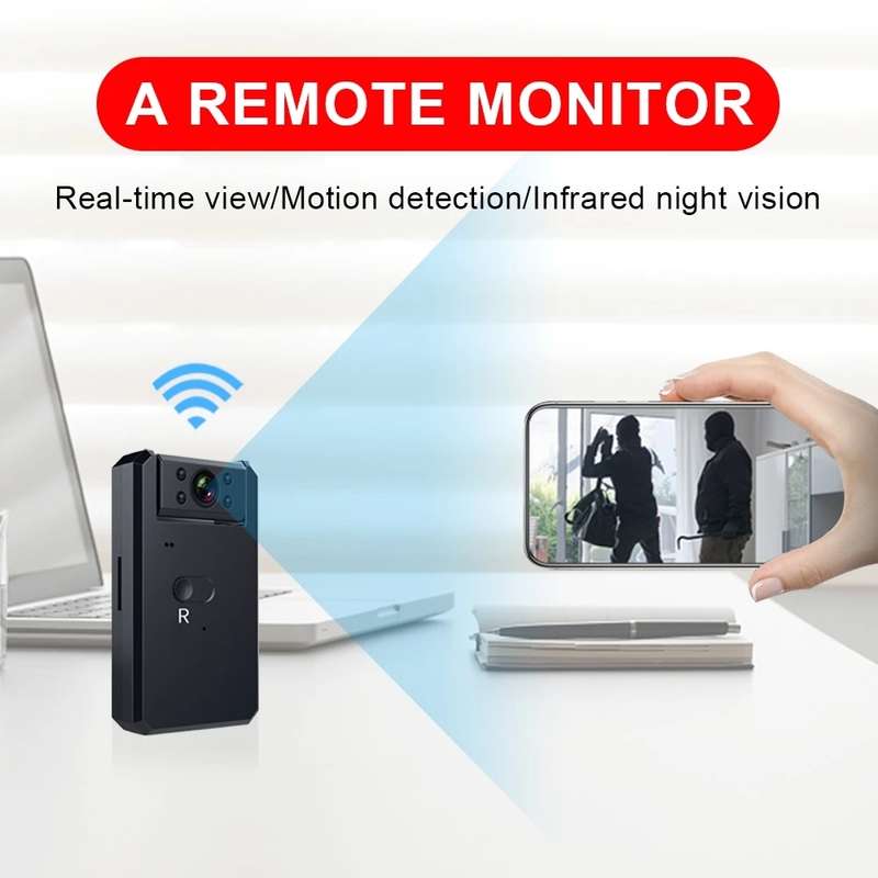 WD16 Mini HD WiFi Camera 180 Degrees Recorder with Back Clip(Black)