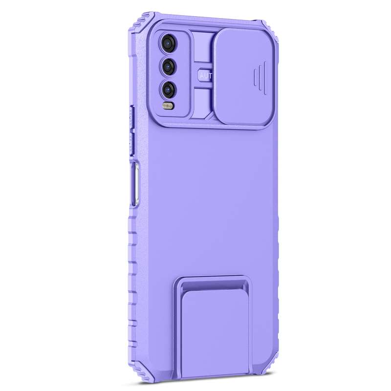 For vivo Y20 Stereoscopic Holder Sliding Camshield Phone Case(Purple)