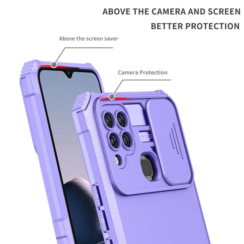 For vivo Y20 Stereoscopic Holder Sliding Camshield Phone Case(Purple)