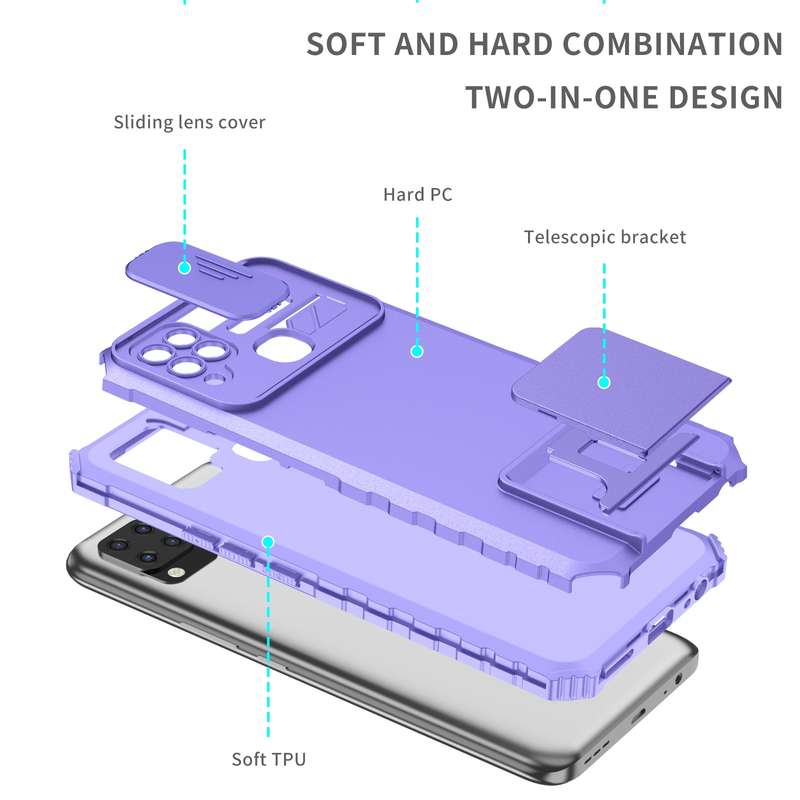 For vivo Y20 Stereoscopic Holder Sliding Camshield Phone Case(Purple)