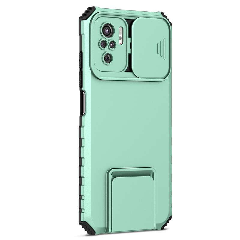 For Xiaomi Redmi Note 10 4G Stereoscopic Holder Sliding Camshield Phone Case(Black)
