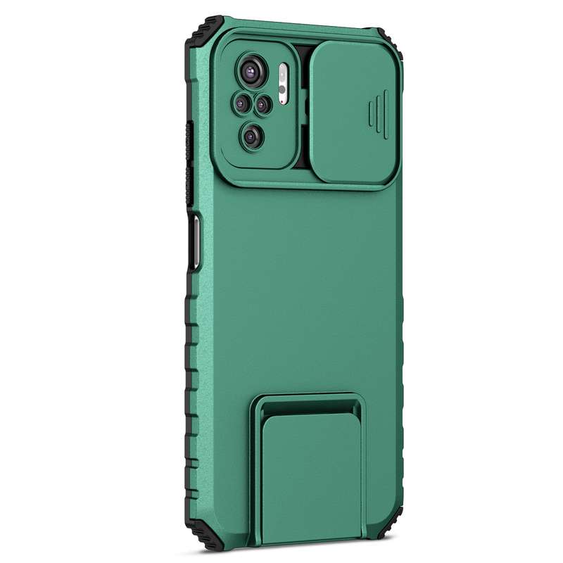 For Xiaomi Redmi Note 10 4G Stereoscopic Holder Sliding Camshield Phone Case(Black)
