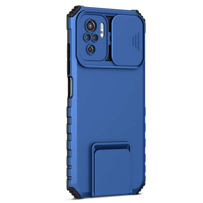For Xiaomi Redmi Note 10 4G Stereoscopic Holder Sliding Camshield Phone Case(Black)