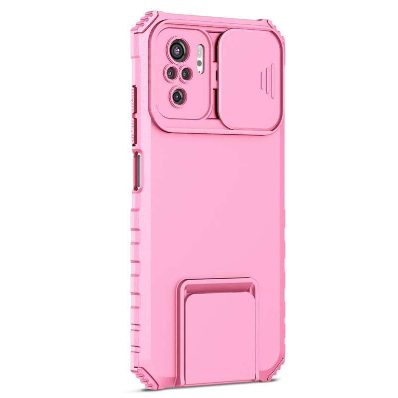 For Xiaomi Redmi Note 10 4G Stereoscopic Holder Sliding Camshield Phone Case(Black)