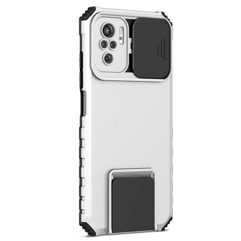 For Xiaomi Redmi Note 10 4G Stereoscopic Holder Sliding Camshield Phone Case(Black)