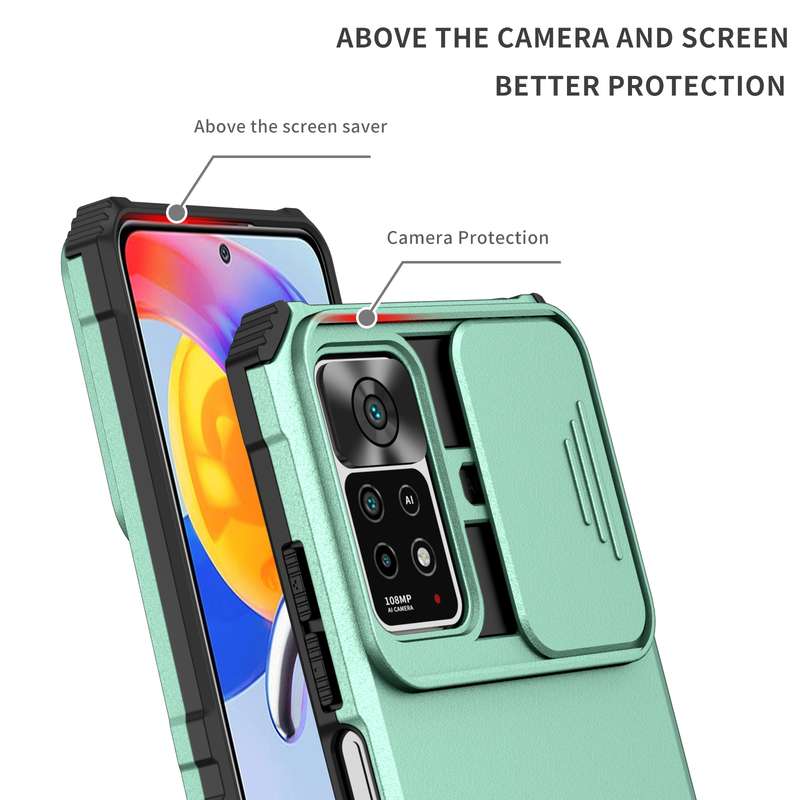 For Xiaomi Redmi Note 10 Pro Global Stereoscopic Holder Sliding Camshield Phone Case(Black)