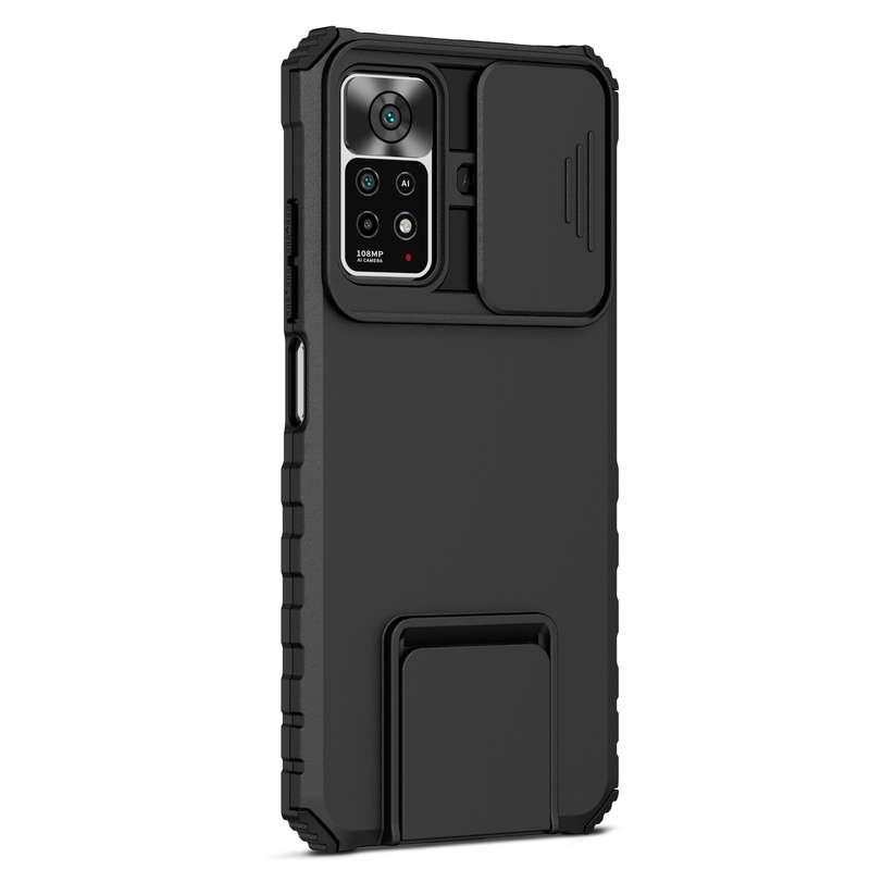 For Xiaomi Redmi Note 10 Pro Global Stereoscopic Holder Sliding Camshield Phone Case(Black)