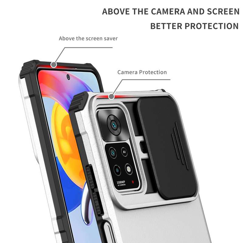 For Xiaomi Redmi Note 10 Pro Global Stereoscopic Holder Sliding Camshield Phone Case(Black)