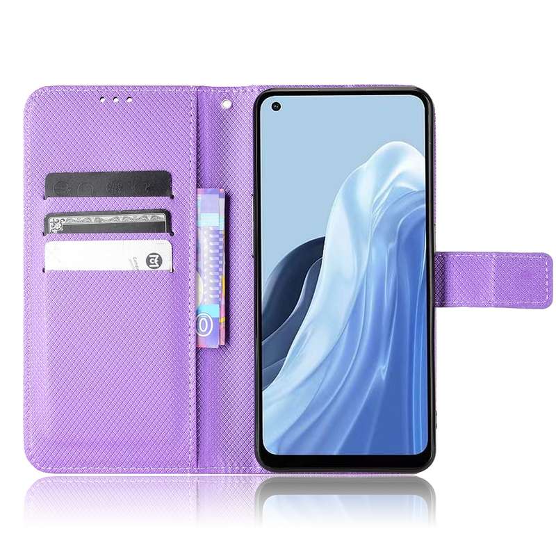 For OPPO Reno7 A Diamond Texture Leather Phone Case(Purple)