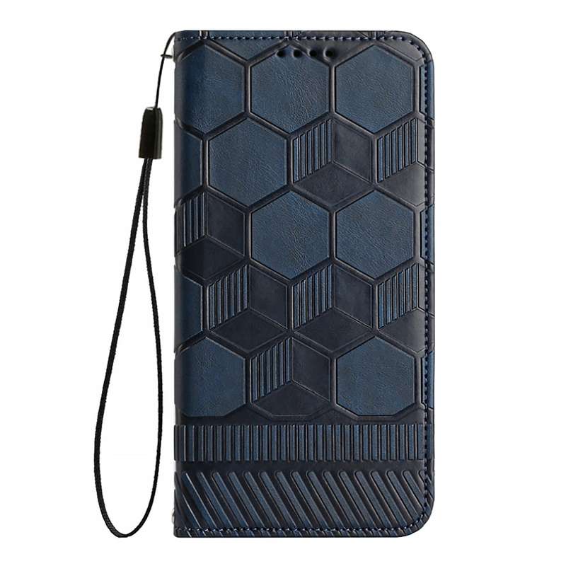 For Samsung Galaxy A33 5G Football Texture Magnetic Leather Flip Phone Case(Dark Blue)