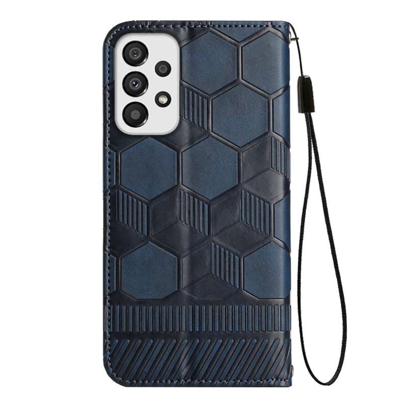 For Samsung Galaxy A33 5G Football Texture Magnetic Leather Flip Phone Case(Dark Blue)
