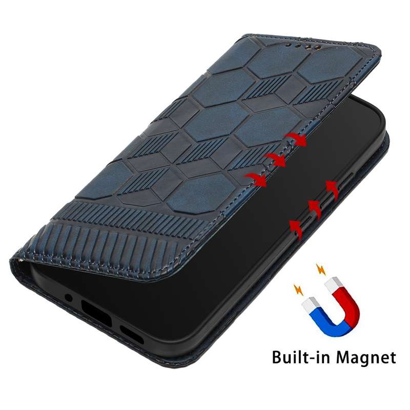 For Samsung Galaxy A33 5G Football Texture Magnetic Leather Flip Phone Case(Dark Blue)