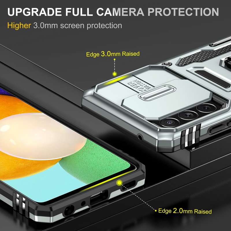 For Samsung Galaxy A52 5G/4G Armor PC + TPU Camera Shield Phone Case(Grey)