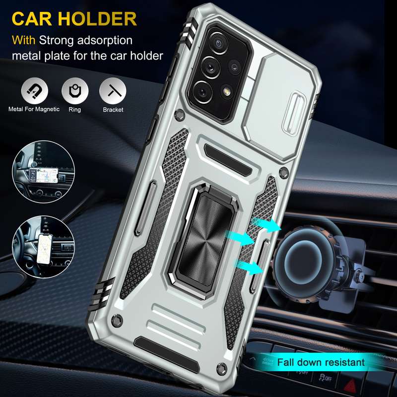 For Samsung Galaxy A52 5G/4G Armor PC + TPU Camera Shield Phone Case(Grey)