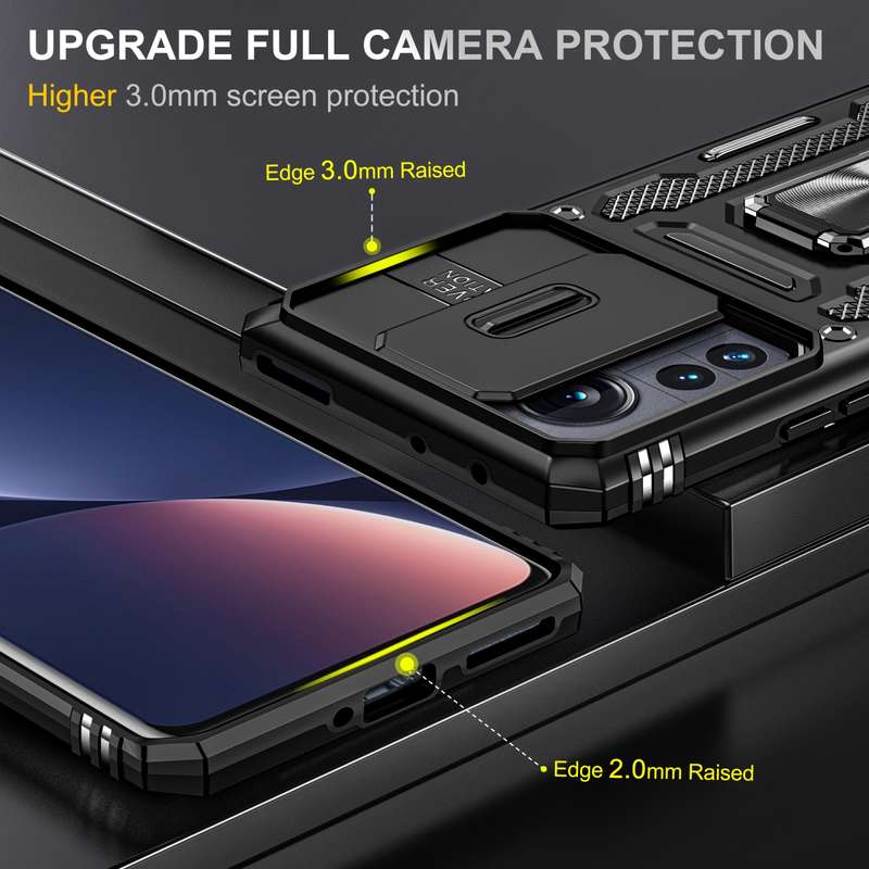 For Xiaomi 12 Pro Armor PC + TPU Camera Shield Phone Case(Black)