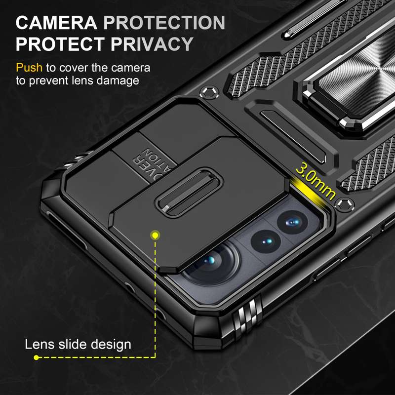 For Xiaomi 12 Pro Armor PC + TPU Camera Shield Phone Case(Black)