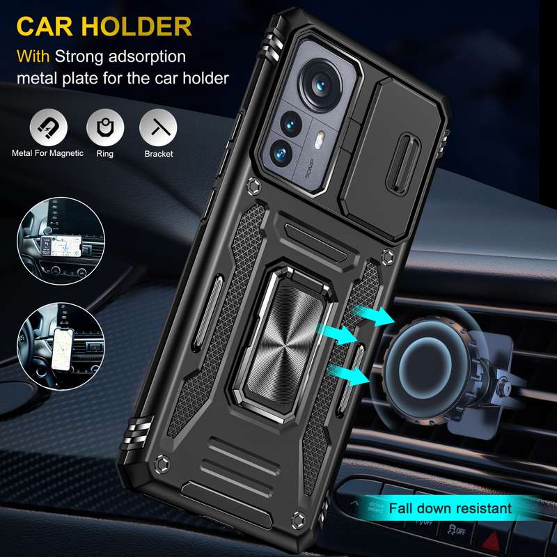 For Xiaomi 12 Pro Armor PC + TPU Camera Shield Phone Case(Black)