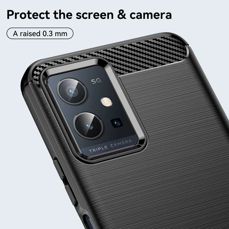 For vivo Y75 5G Brushed Texture Carbon Fiber TPU Phone Case(Black)