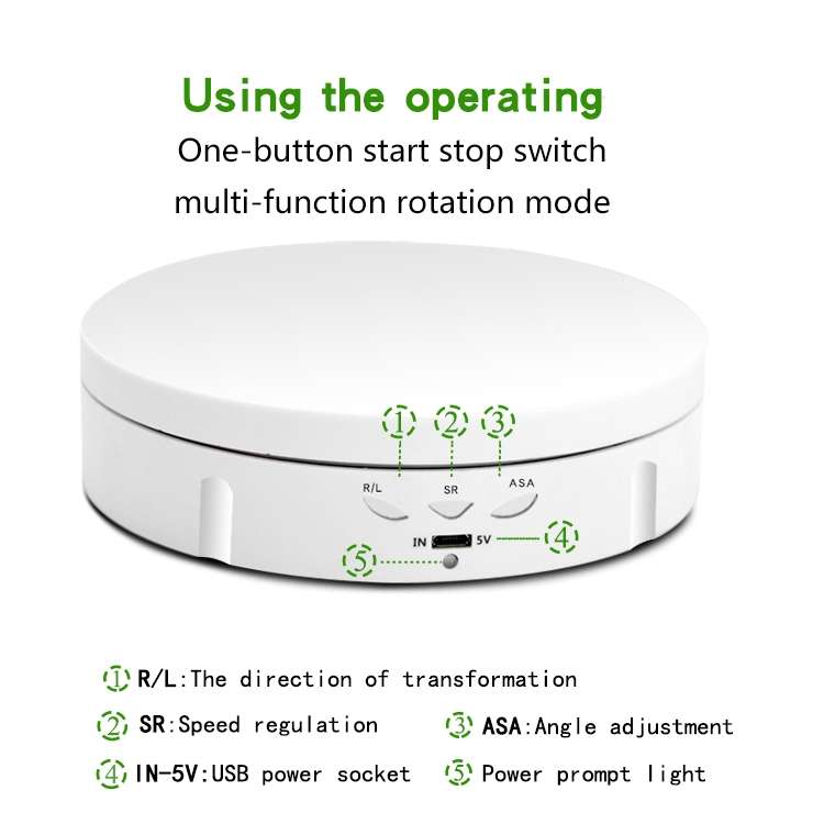 14.6cm Remote Mirror USB Electric Rotating Turntable Display Stand, Load: 10kg(White)