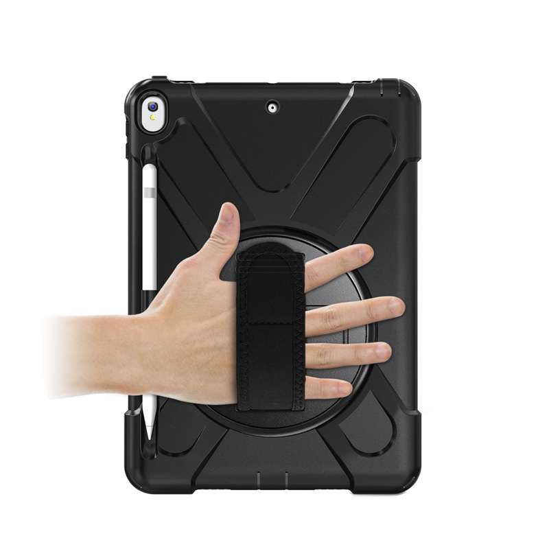 For iPad Pro 10.5 360 Degree Rotation Silicone Protective Cover with Holder & Hand Strap & Long Stra