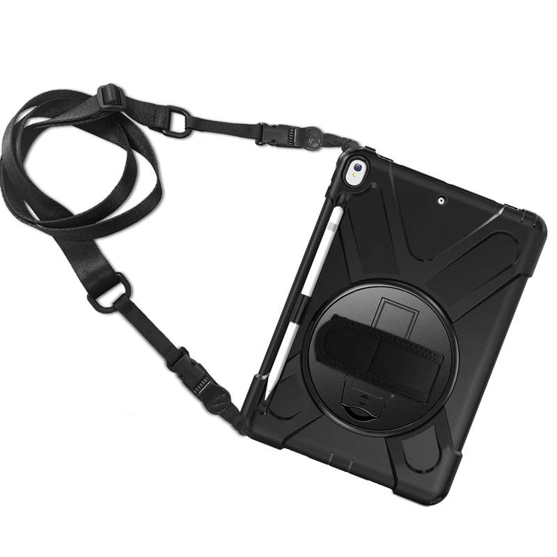 For iPad Pro 10.5 360 Degree Rotation Silicone Protective Cover with Holder & Hand Strap & Long Stra