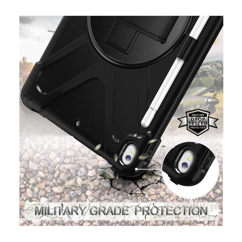 For iPad Pro 10.5 360 Degree Rotation Silicone Protective Cover with Holder & Hand Strap & Long Stra