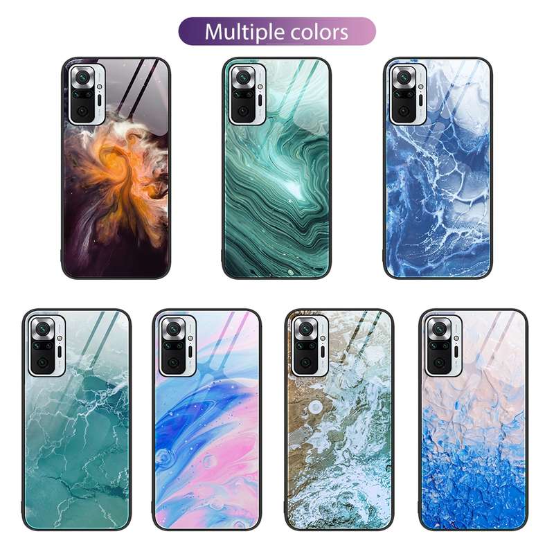 For Xiaomi Redmi Note 10 Pro 4G Global Marble Pattern Glass Protective Phone Case(Typhoon)