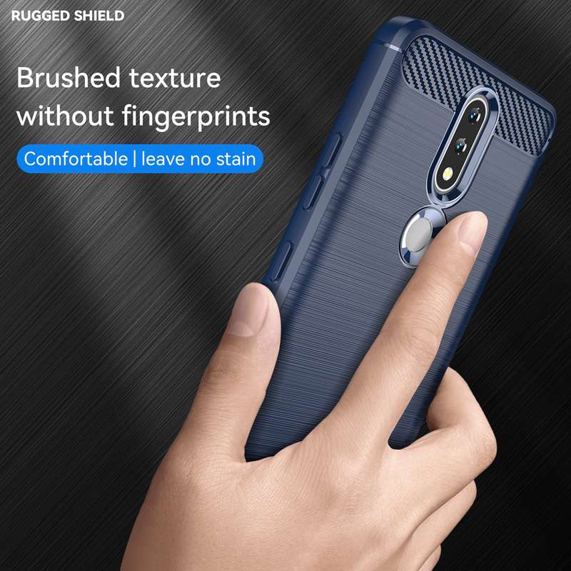 For Nokia 2.4 Brushed Texture Carbon Fiber TPU Phone Case(Blue)