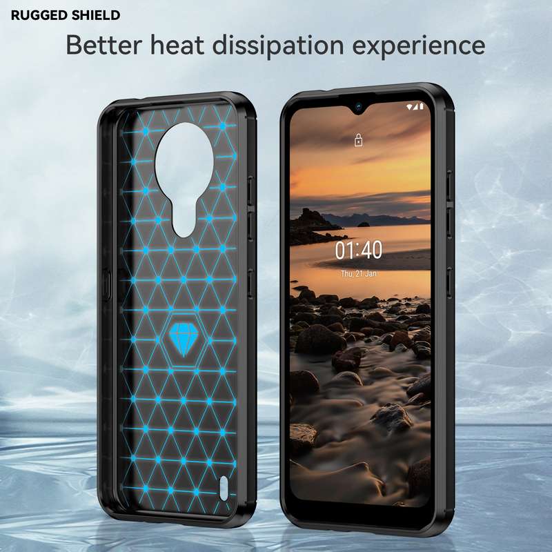 For Nokia 1.4 Brushed Texture Carbon Fiber TPU Phone Case(Black)