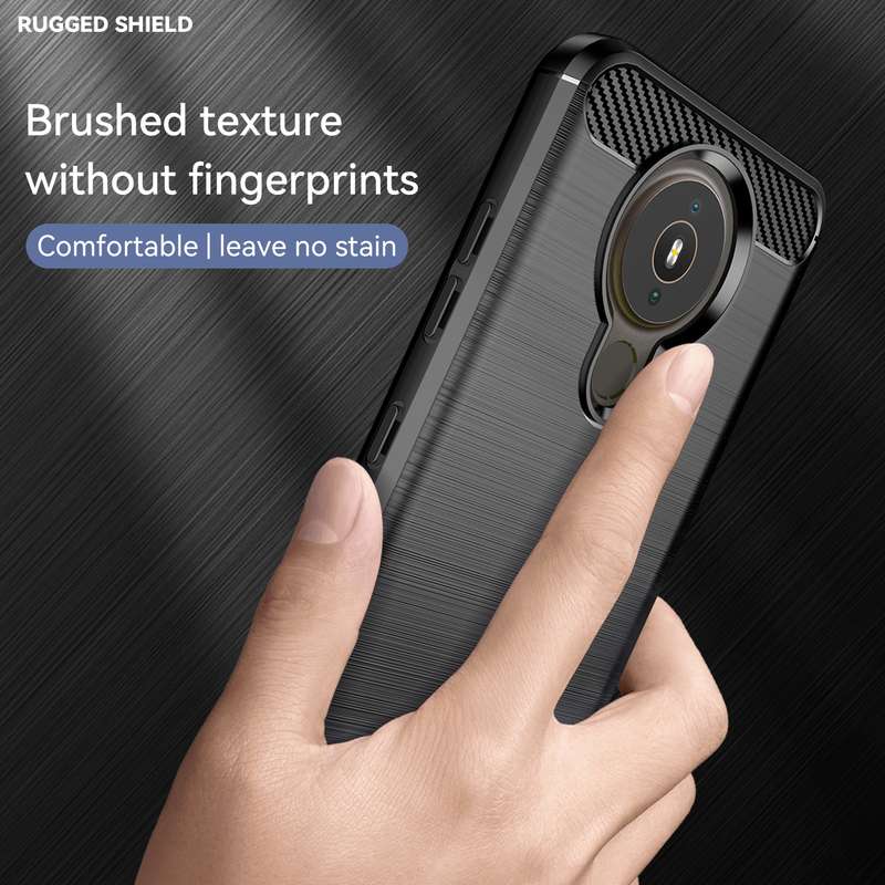 For Nokia 1.4 Brushed Texture Carbon Fiber TPU Phone Case(Black)