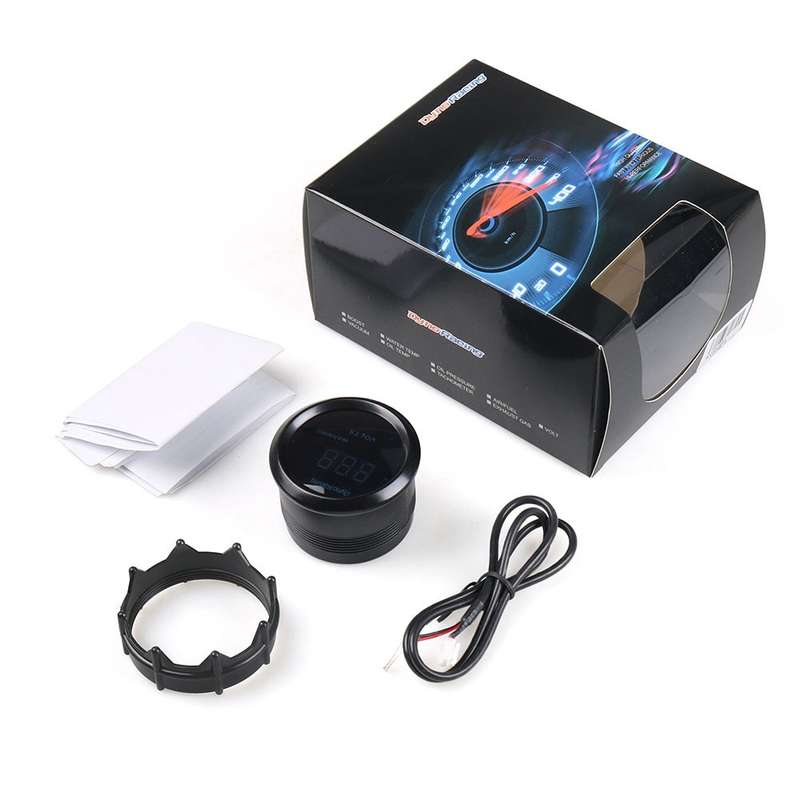 Car Modified 12V Universal 52mm Blue Light Digital Display Meter, Style:Voltmeter