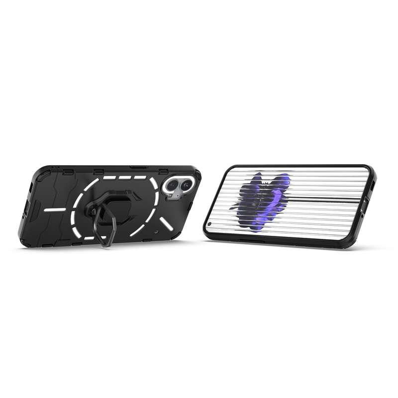 For Nothing Phone 1 PC + TPU Shockproof Protective Phone Case with Magnetic Ring Holder(Black)