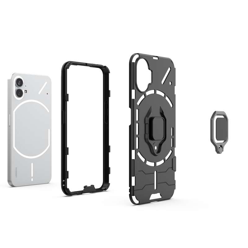 For Nothing Phone 1 PC + TPU Shockproof Protective Phone Case with Magnetic Ring Holder(Black)