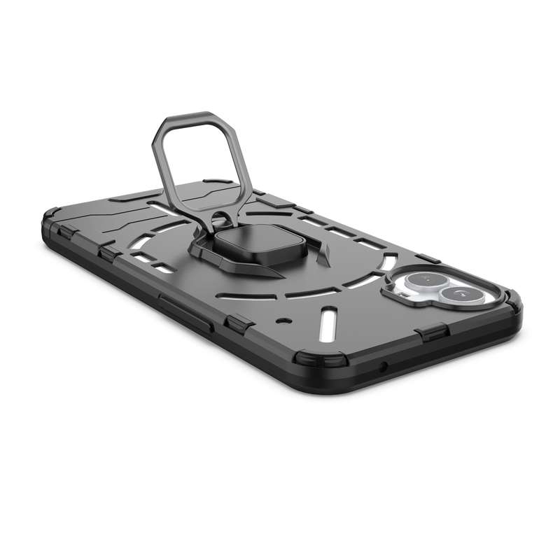 For Nothing Phone 1 PC + TPU Shockproof Protective Phone Case with Magnetic Ring Holder(Black)