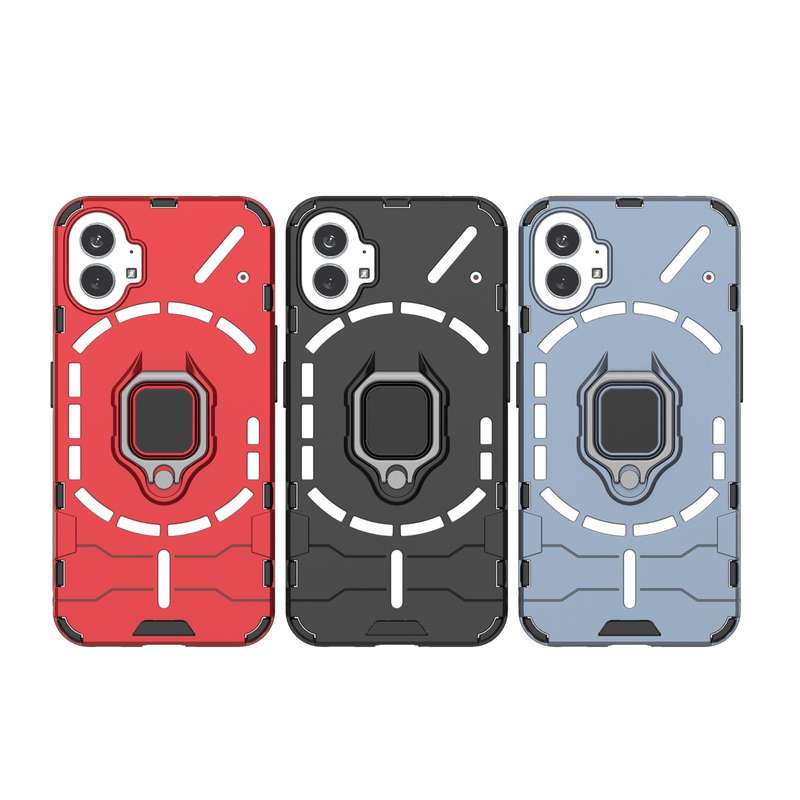 For Nothing Phone 1 PC + TPU Shockproof Protective Phone Case with Magnetic Ring Holder(Black)