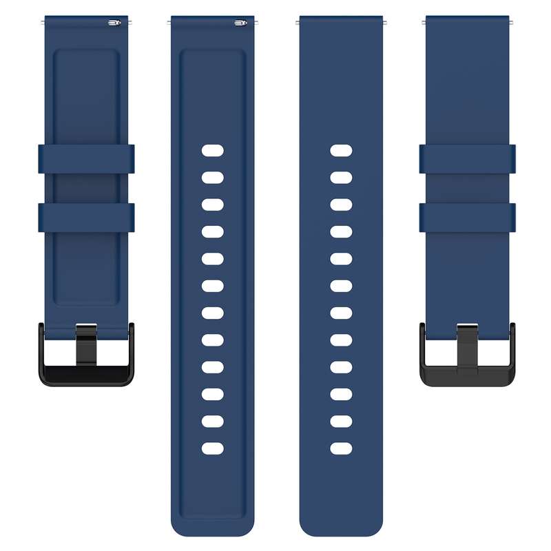 For Amazfit Bip 3 20mm Step Silicone Strap Stainless Steel Black Buckle(Midnight Blue)