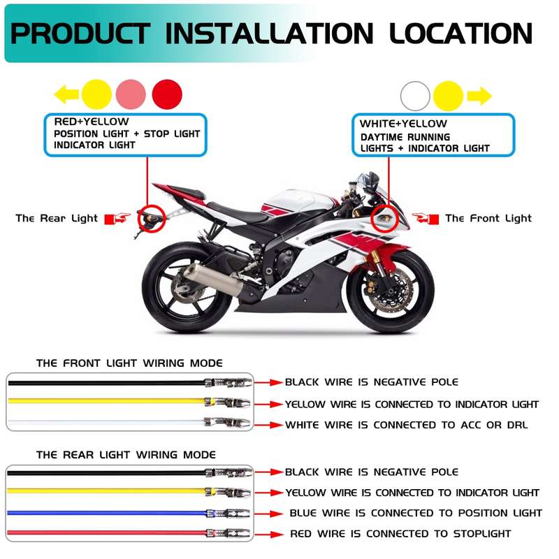4 PCS Modified Motorcycle 16LEDs Brake Turn Tail Light, Transparent Shell(White Light + Yellow Light