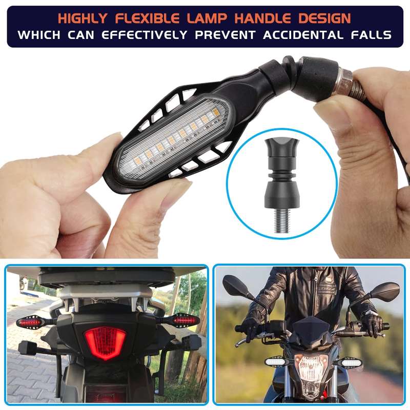 4 PCS Modified Motorcycle 16LEDs Brake Turn Tail Light, Transparent Shell(White Light + Yellow Light