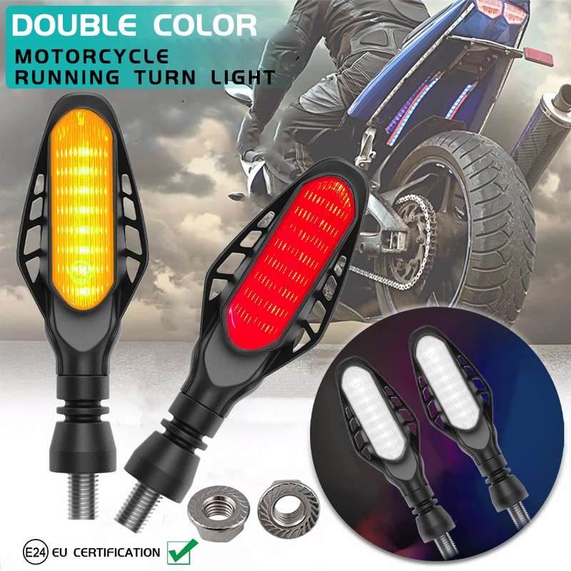 4 PCS Modified Motorcycle 16LEDs Brake Turn Tail Light, Transparent Shell(White Light + Yellow Light