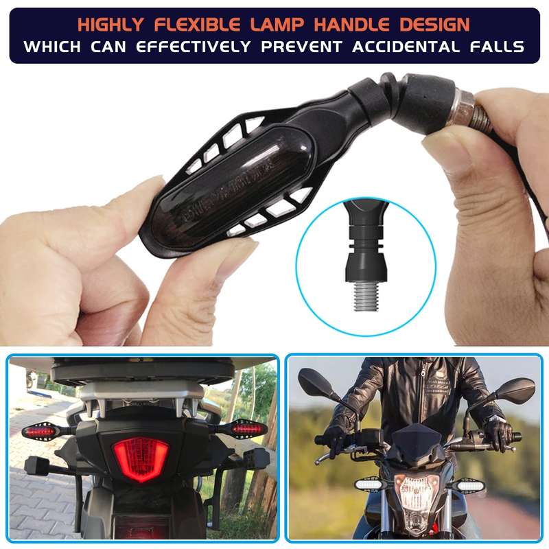 4 PCS Modified Motorcycle 16LEDs Brake Turn Tail Light, Smoked Shell(White Light + Yellow Light)
