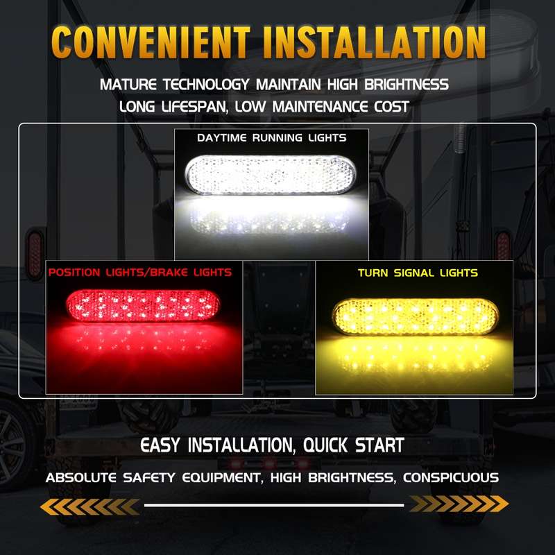 2 PCS 24LED Reflector Brake Light Turn Signal Light(Yellow Shell Yellow Light)