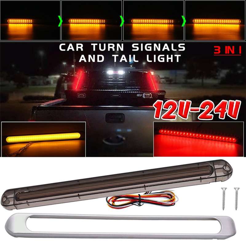 2 PCS 72LEDs Two-color Brake Turn Tail Light(Smoked Shell Red Light + Flowing Yellow Light)