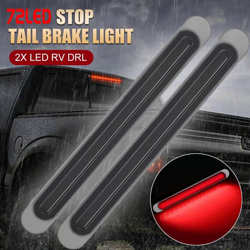 2 PCS 72LEDs Two-color Brake Turn Tail Light(Smoked Shell Red Light + Flowing Yellow Light)