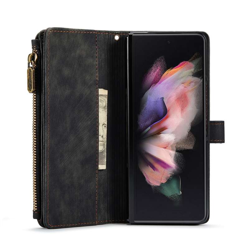 For Samsung Galaxy Z Fold4 5G CaseMe C30 Multifunctional Card Slots Zipper Phone Leather Phone Case(