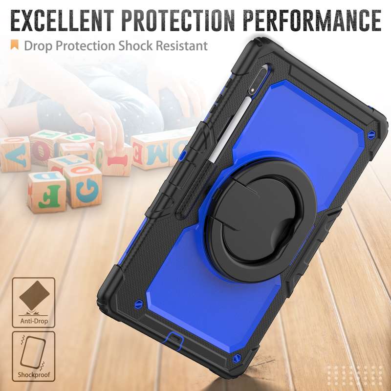 For Samsung Galaxy Tab S8 Ultra Bracelet Holder Silicone + PC Tablet Case(Black)